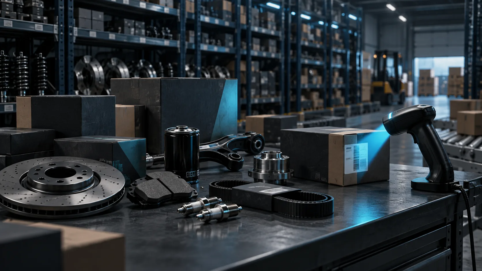 Automotive parts warehouse connected to a digital storefront